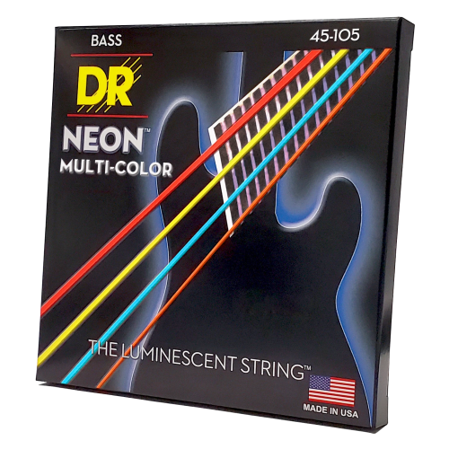 DR Strings NMCB-45 Hi-Def Neon Multi-Color K3 Coated Bass Guitar Strings