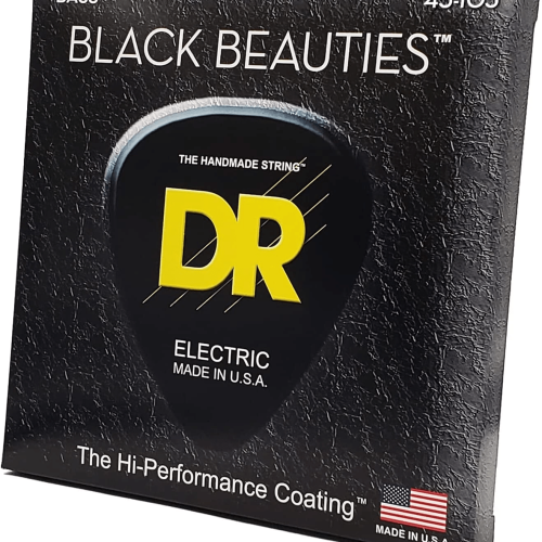 DR Strings Black Beauties-Black Coated Bass Guitar Strings 45-105 (BKB-45)